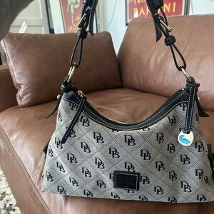 Dooney & Bourke Black and Gray Monogram Shoulder Bag
